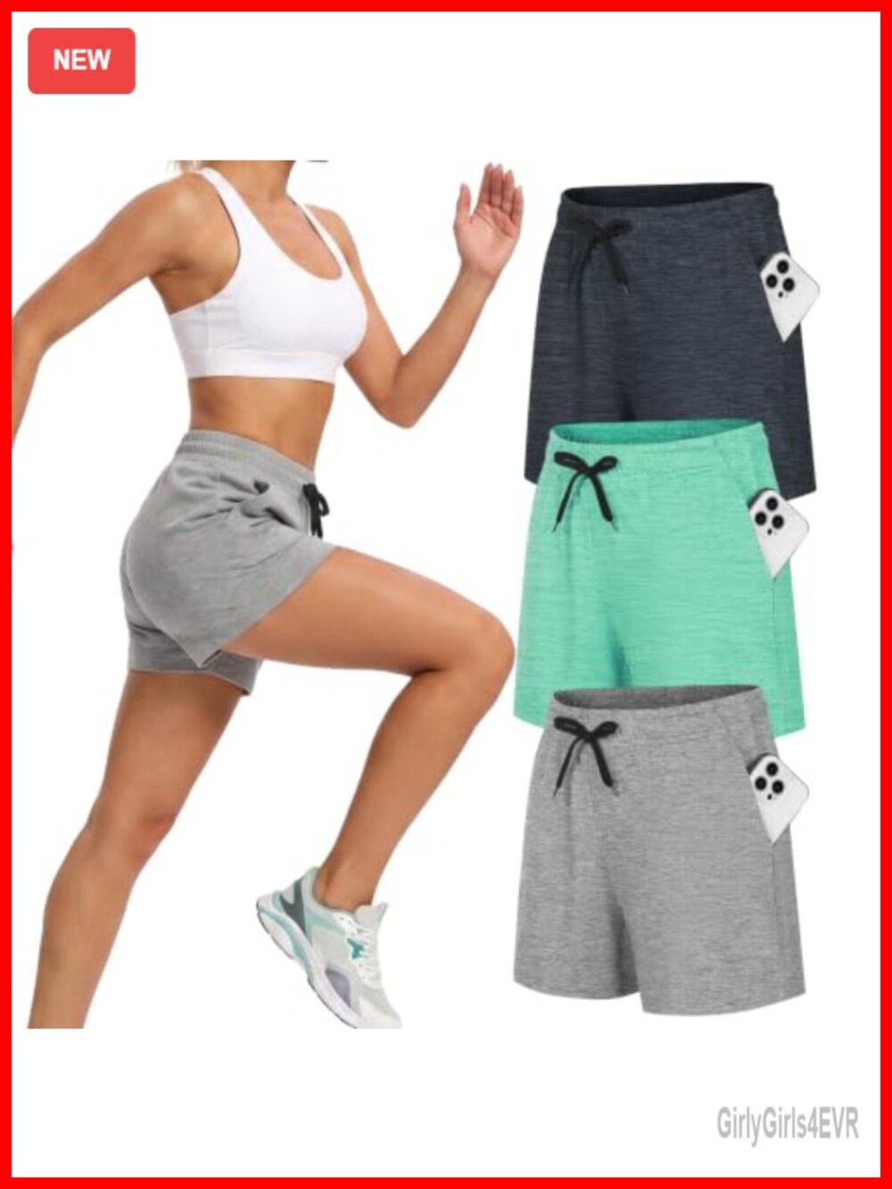 3 Pack Women Athletic Gym Workout Shorts Moisture Wicking Side Pockets